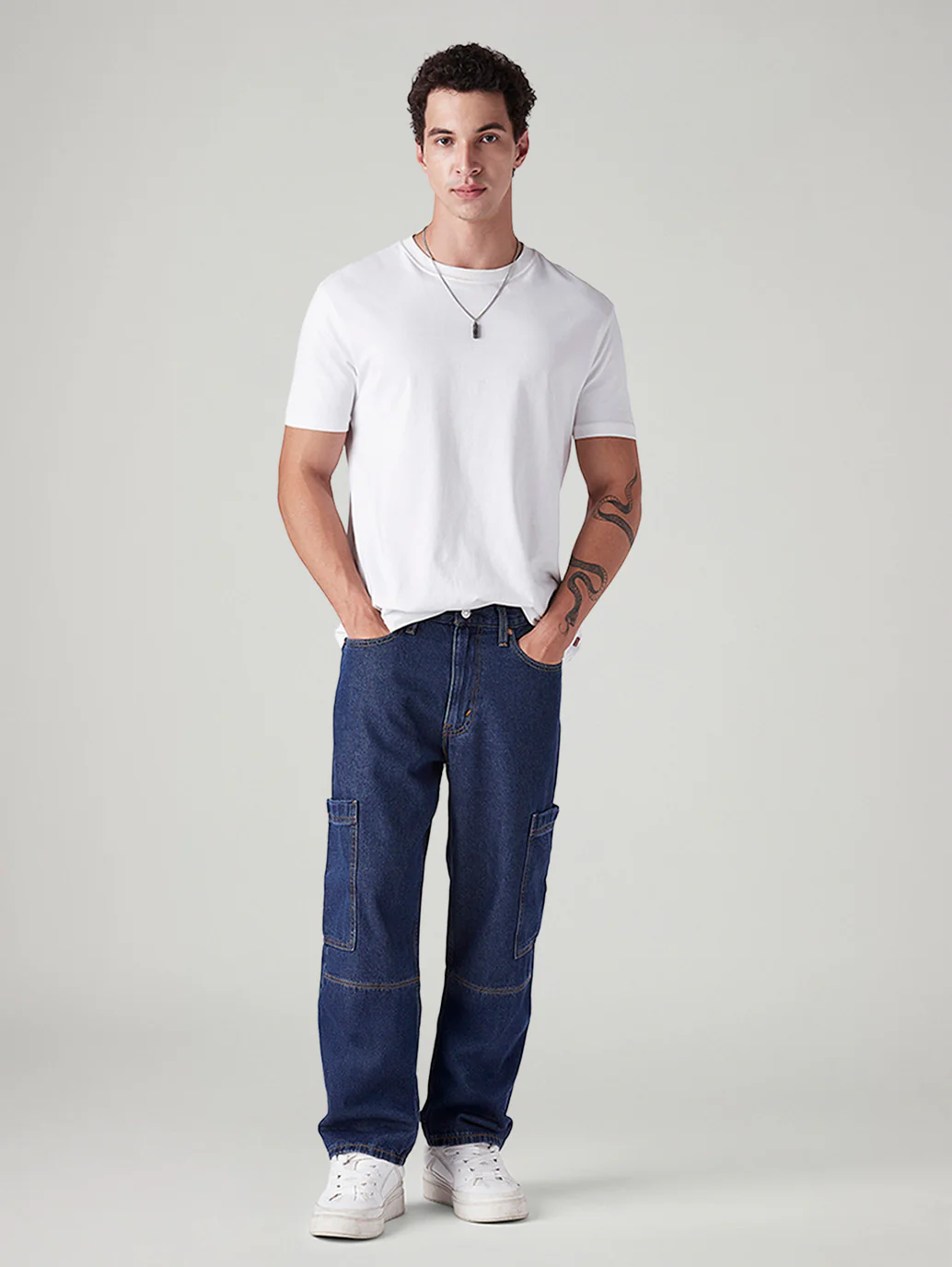 Men's 568 Dark Blue Loose Fit Mid Rise Jeans