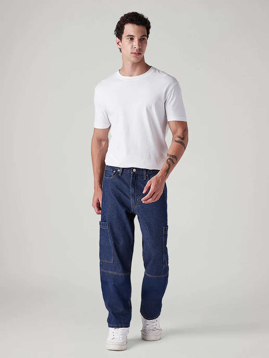 Men's 568 Dark Blue Loose Fit Mid Rise Jeans - Image 2