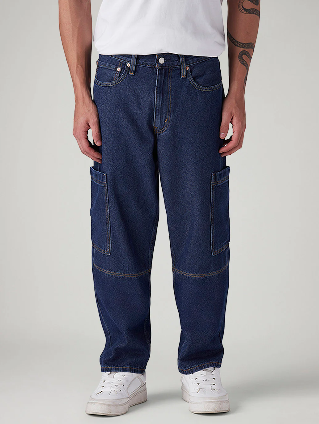 Men's 568 Dark Blue Loose Fit Mid Rise Jeans - Image 3