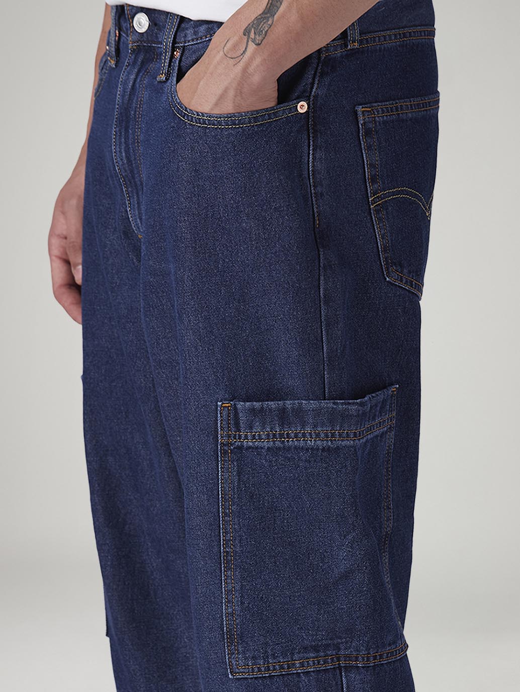 Men's 568 Dark Blue Loose Fit Mid Rise Jeans - Image 5