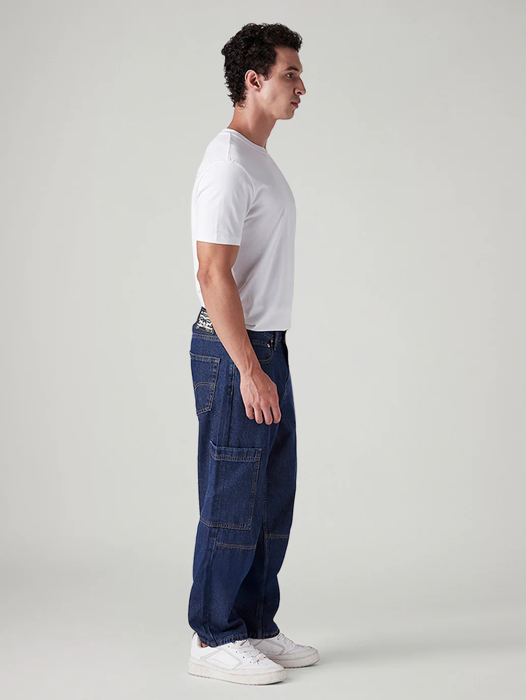 Men's 568 Dark Blue Loose Fit Mid Rise Jeans - Image 6