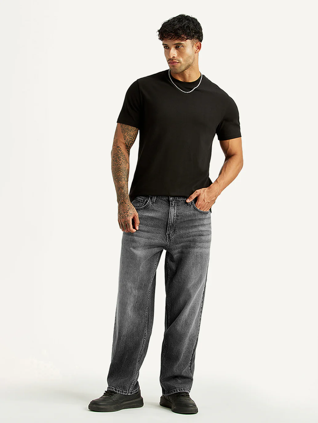 Men's 568 Grey Loose Fit Mid Rise Jeans