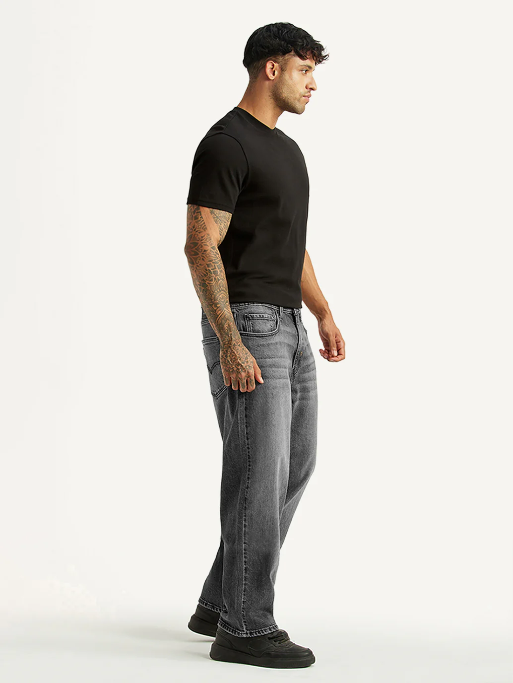 Men's 568 Grey Loose Fit Mid Rise Jeans - Image 6