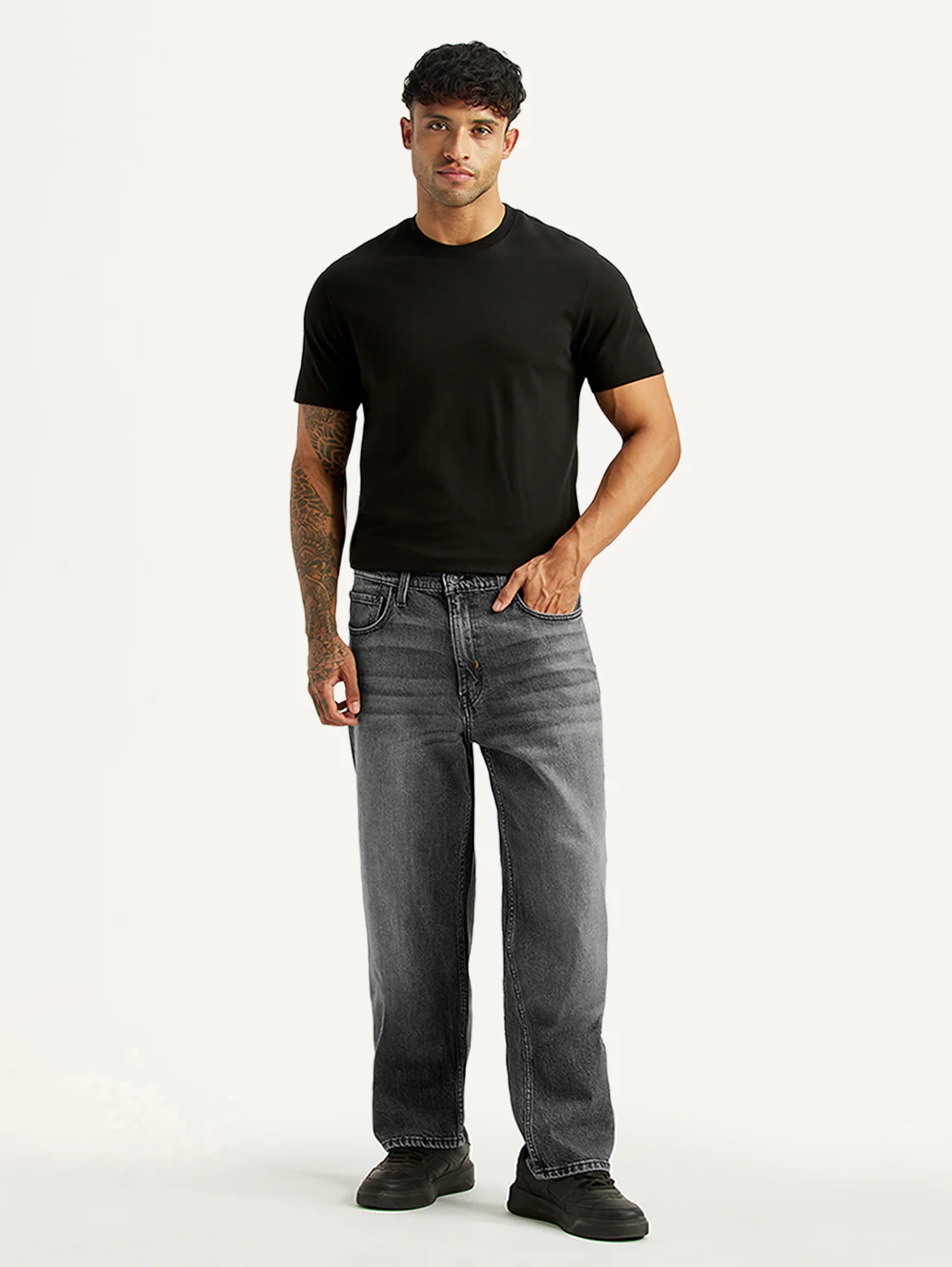 Men's 568 Grey Loose Fit Mid Rise Jeans - Image 7