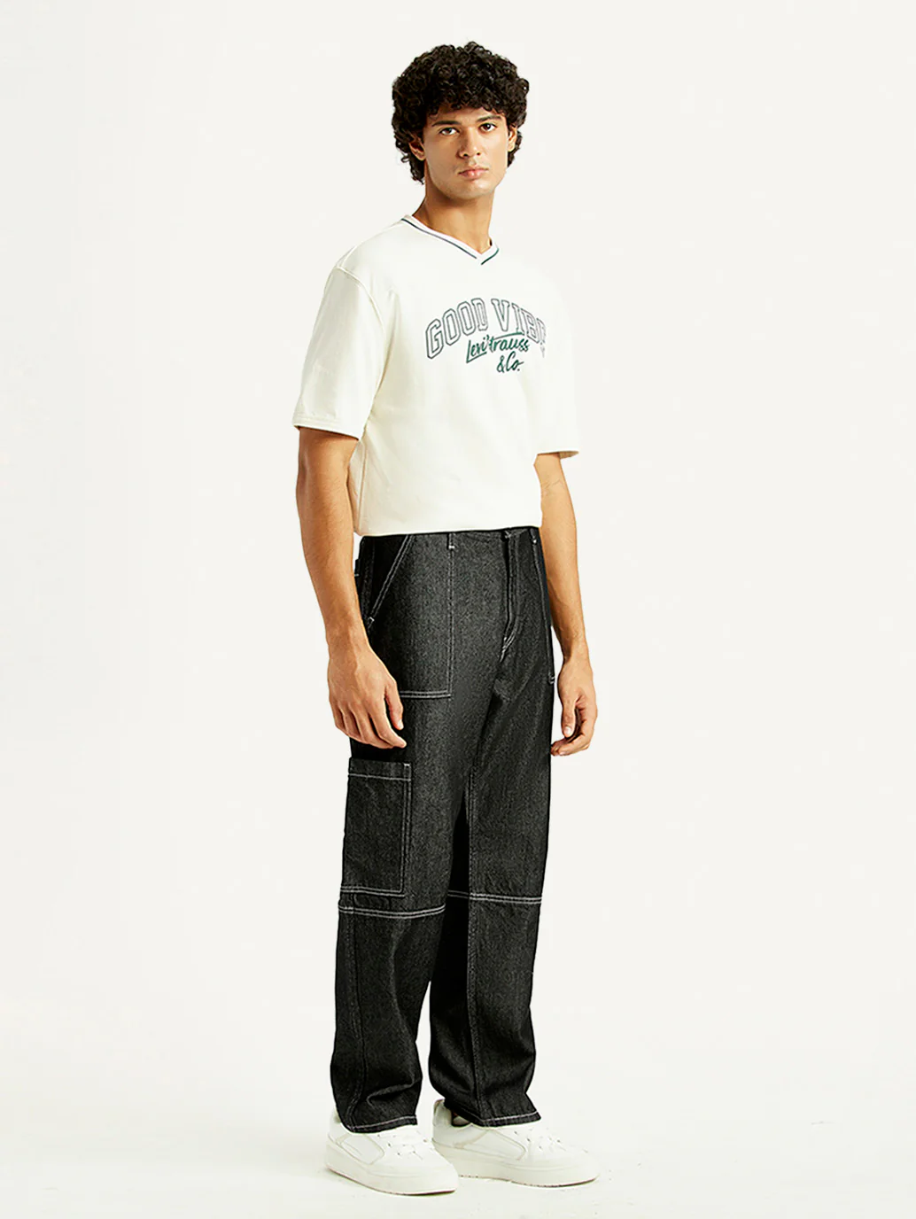 Men's 568 Black Loose Fit Mid Rise Jeans