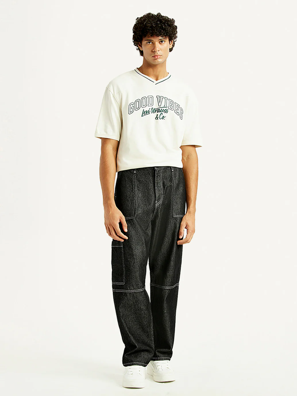 Men's 568 Black Loose Fit Mid Rise Jeans - Image 7