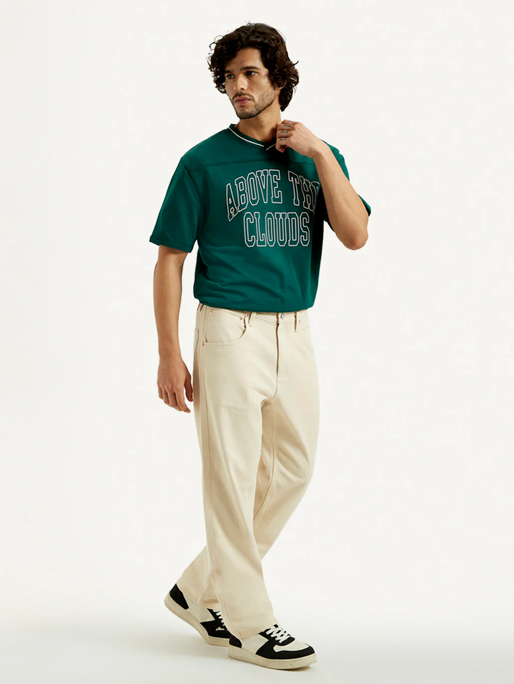 Men's 568 Beige Loose Fit Mid Rise Jeans - Image 6