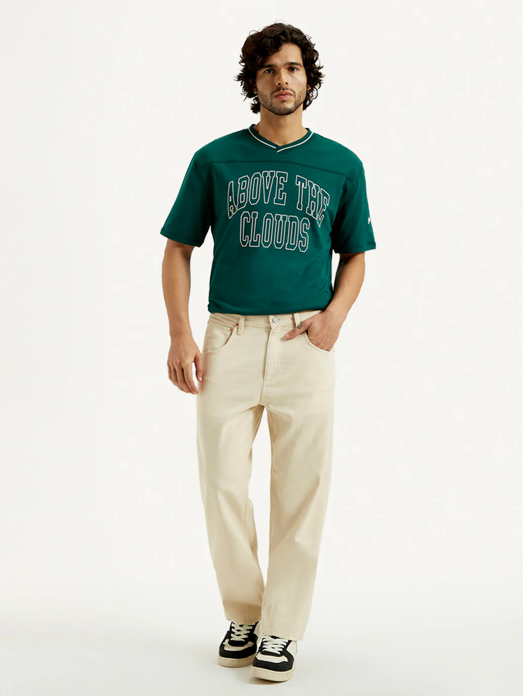 Men's 568 Beige Loose Fit Mid Rise Jeans - Image 7