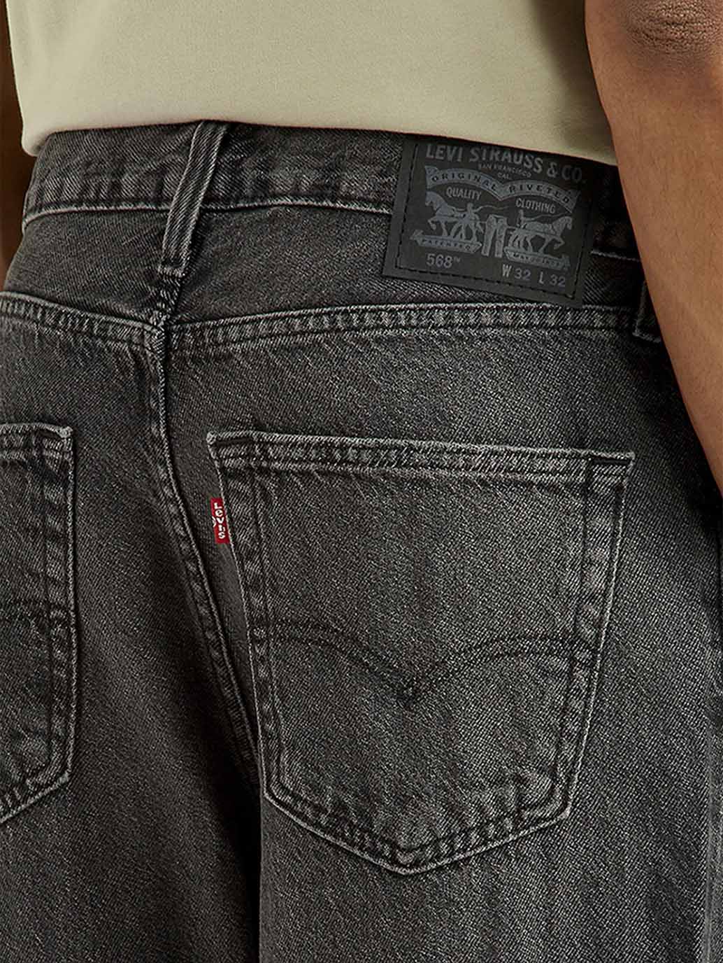 Men's 568 Black Loose Fit Mid Rise Jeans - Image 5