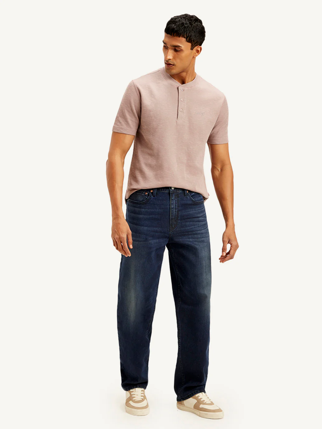 Men's 568 Navy Blue Loose Fit Mid Rise Jeans - Image 3