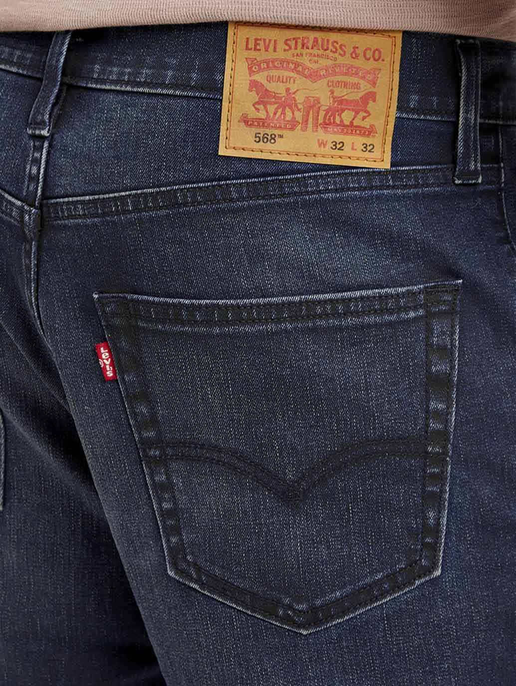 Men's 568 Navy Blue Loose Fit Mid Rise Jeans - Image 6