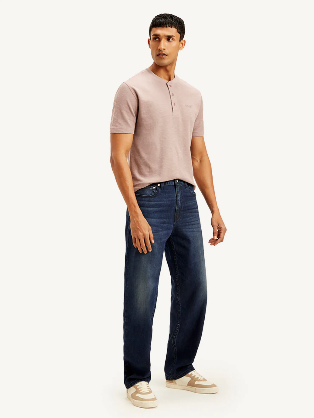 Men's 568 Navy Blue Loose Fit Mid Rise Jeans - Image 7