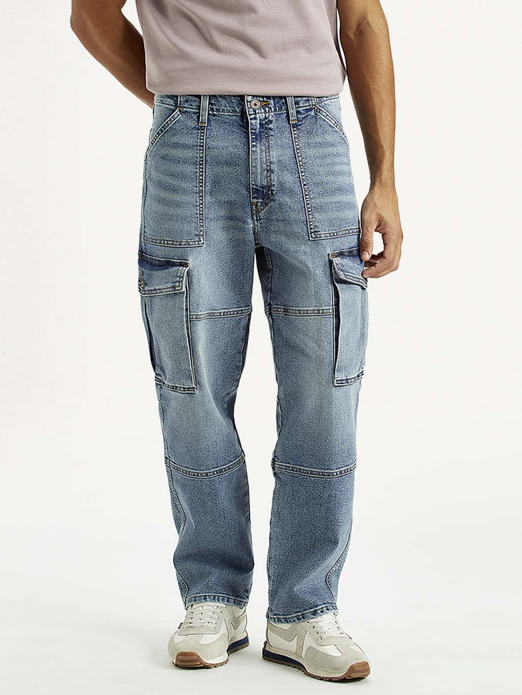 Men's 568 Mid Indigo Loose Fit Mid Rise Cargo Jeans - Image 3