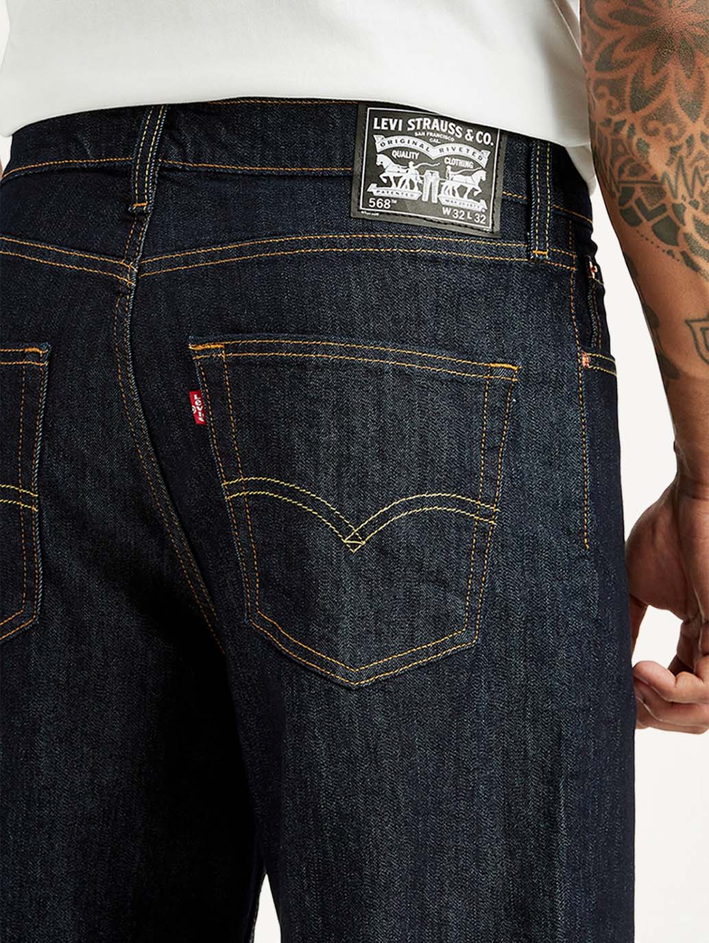 Men's 568 Navy Loose Fit Mid Rise Jeans - Image 5
