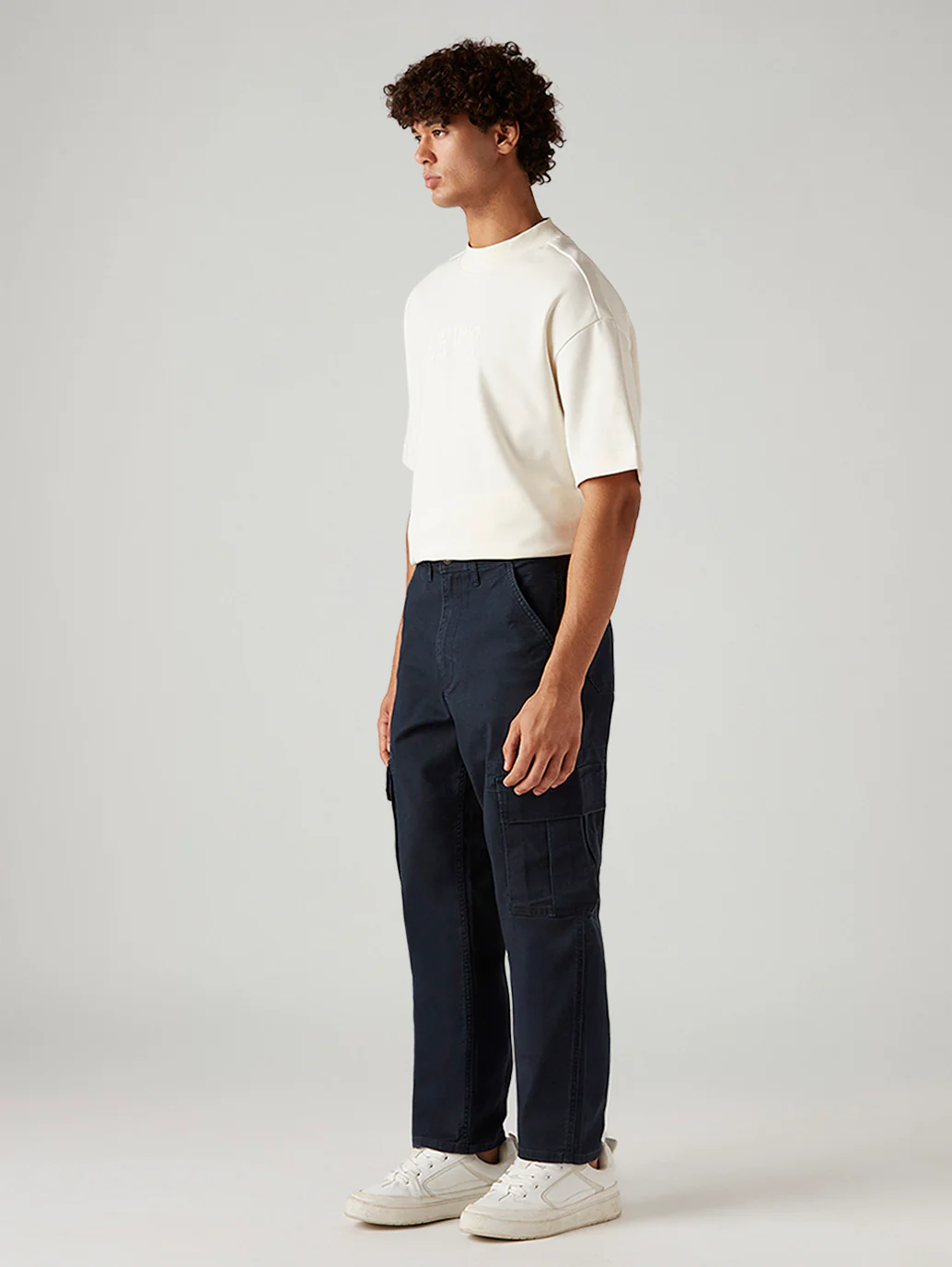 Men's 568 Navy Loose Fit Mid Rise Cargos - Image 5