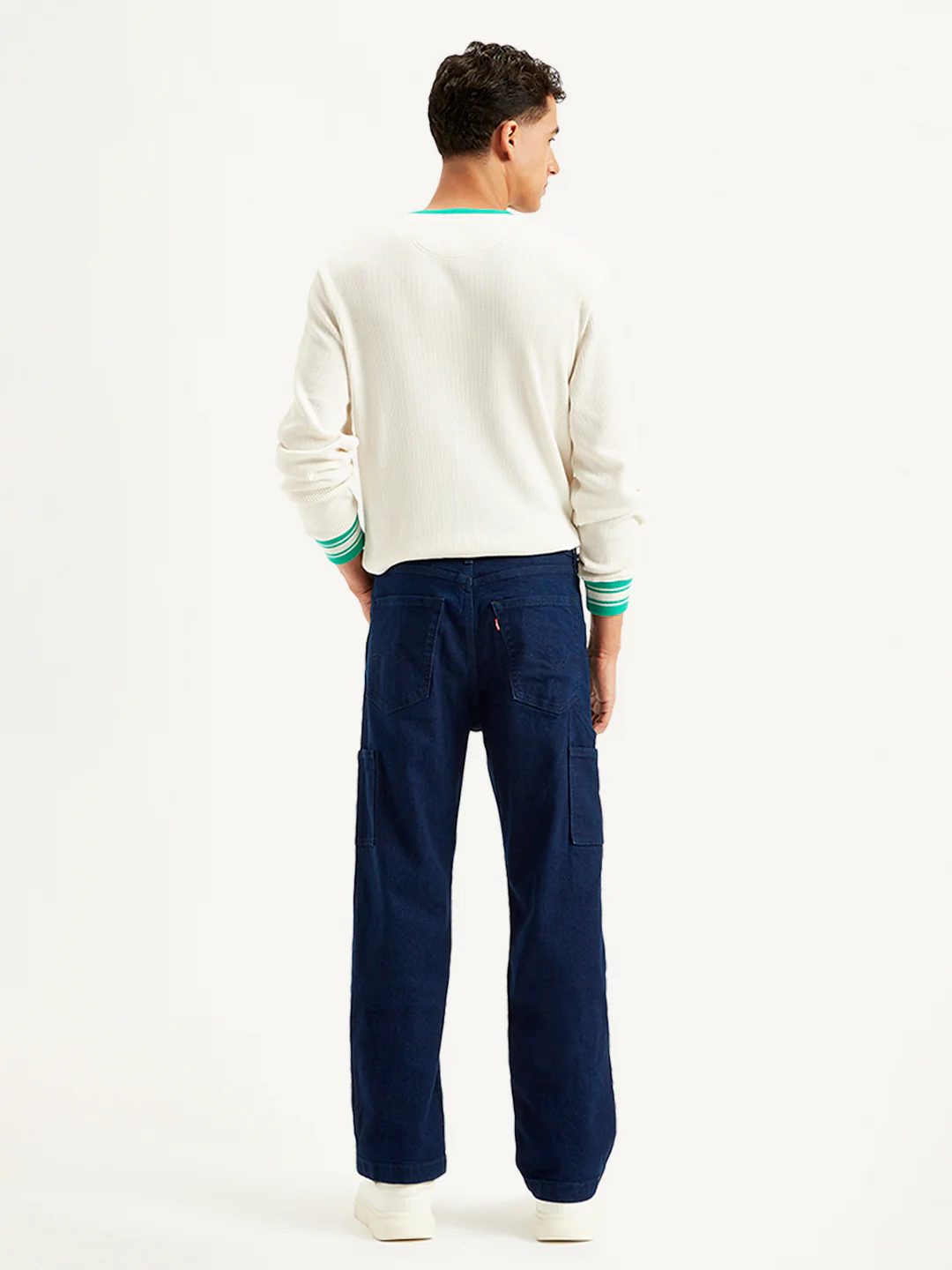 Men's 568 Navy Blue Loose Fit Mid Rise Jeans - Image 3