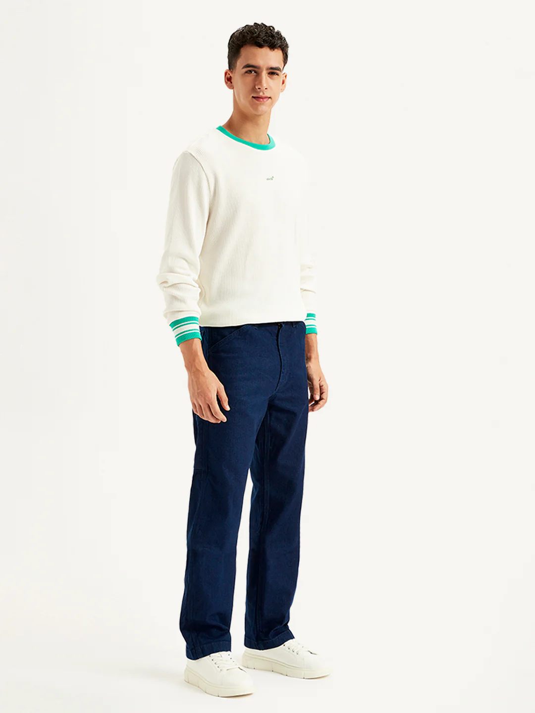 Men's 568 Navy Blue Loose Fit Mid Rise Jeans - Image 5
