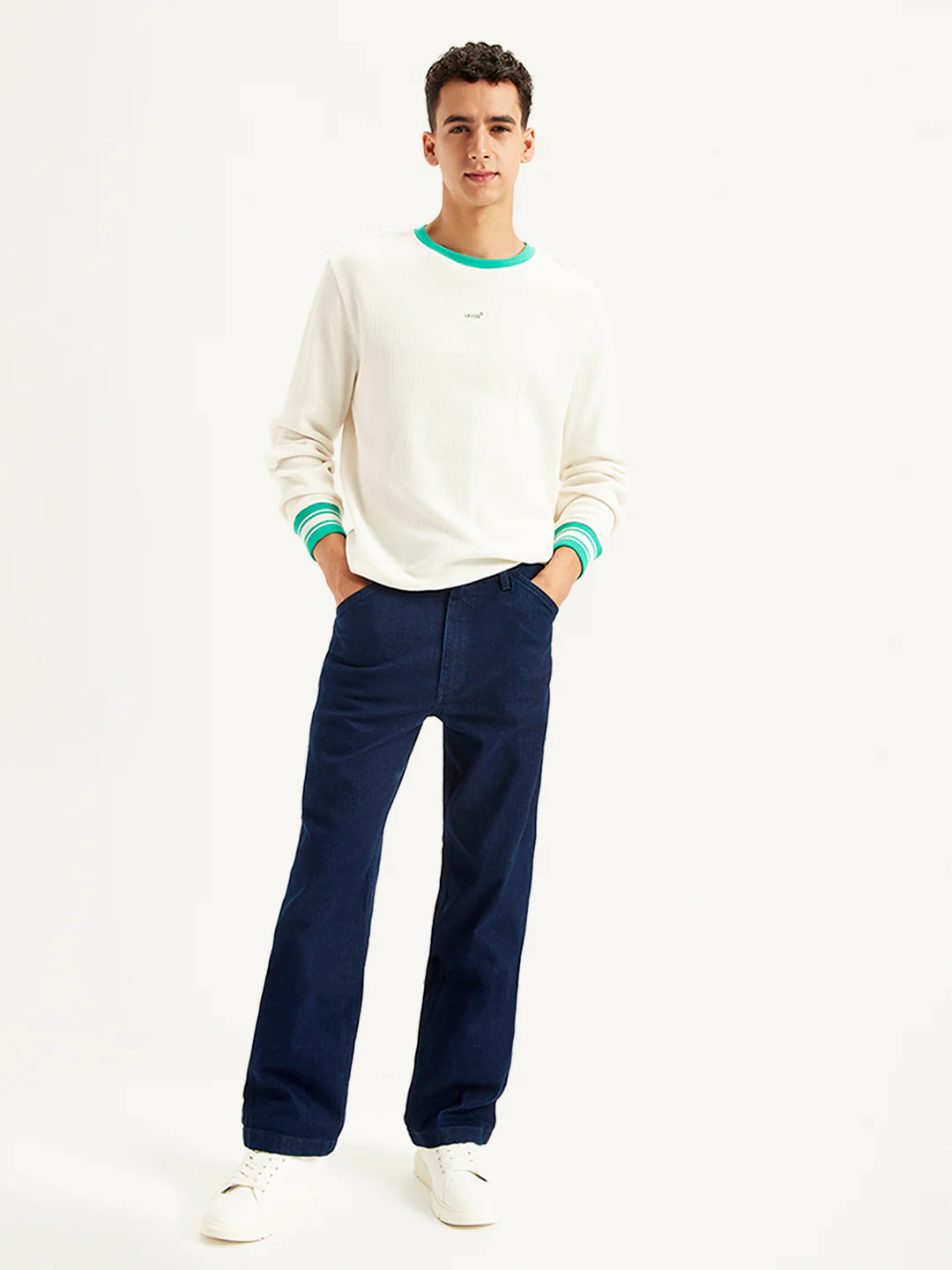 Men's 568 Navy Blue Loose Fit Mid Rise Jeans - Image 7
