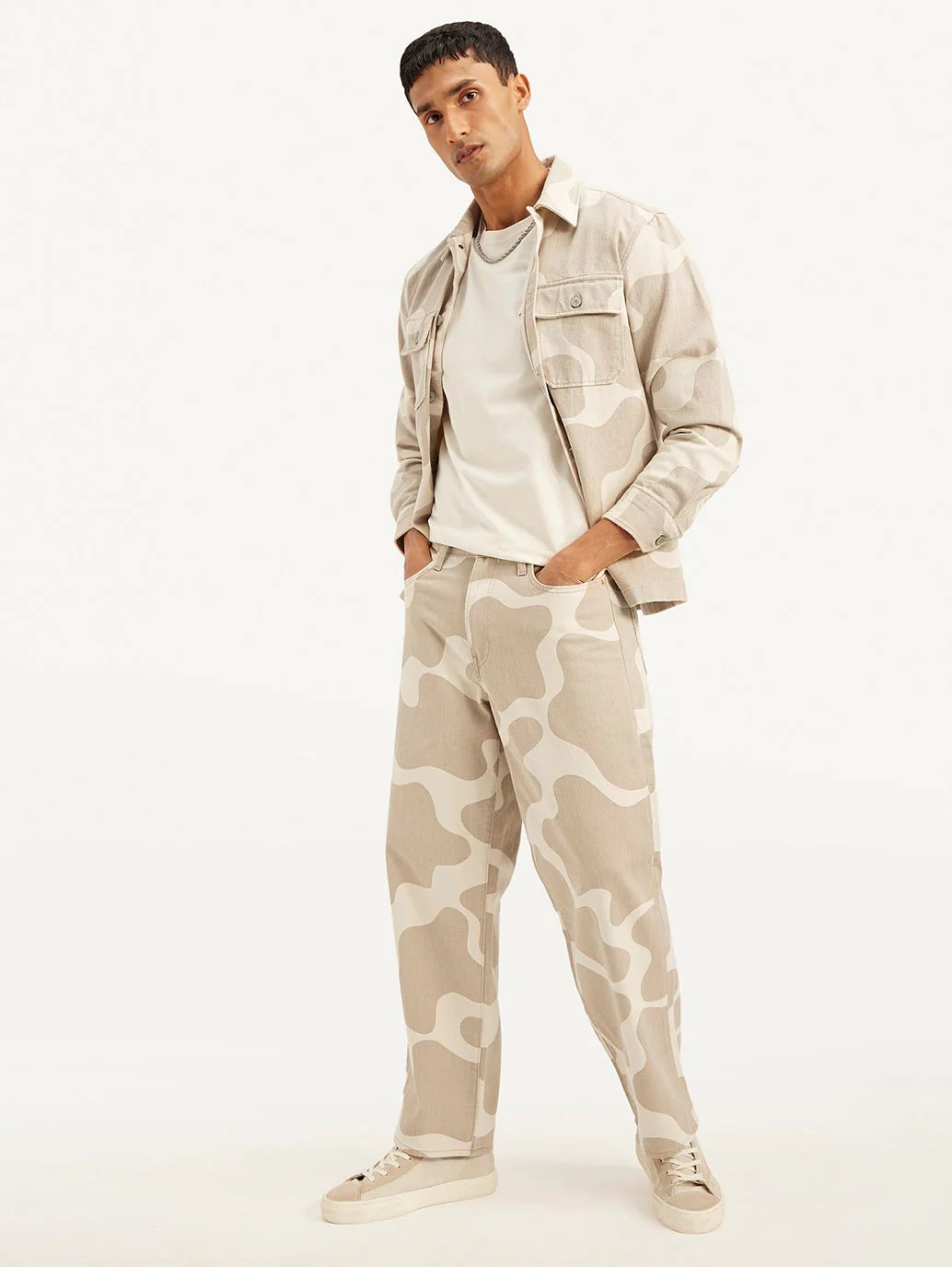 Men's 578 Beige Loose Fit Mid Rise Jeans