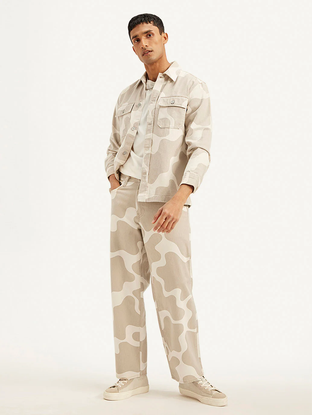 Men's 578 Beige Loose Fit Mid Rise Jeans - Image 3