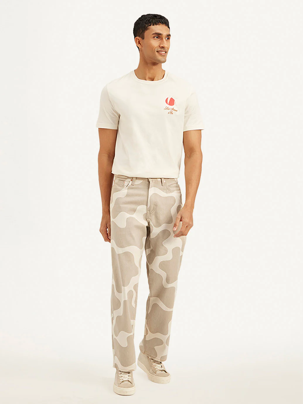 Men's 578 Beige Loose Fit Mid Rise Jeans - Image 5