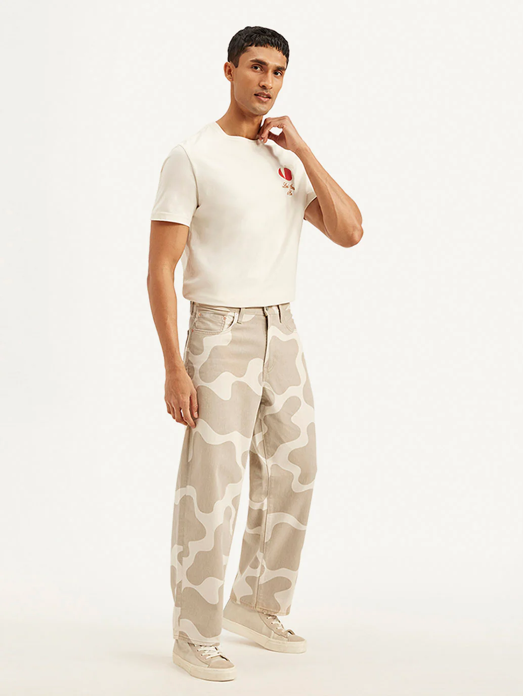 Men's 578 Beige Loose Fit Mid Rise Jeans - Image 8