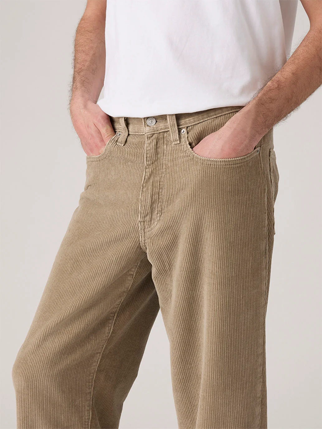 Men's 578 Beige Loose Fit Mid Rise Corduroy Jeans - Image 3