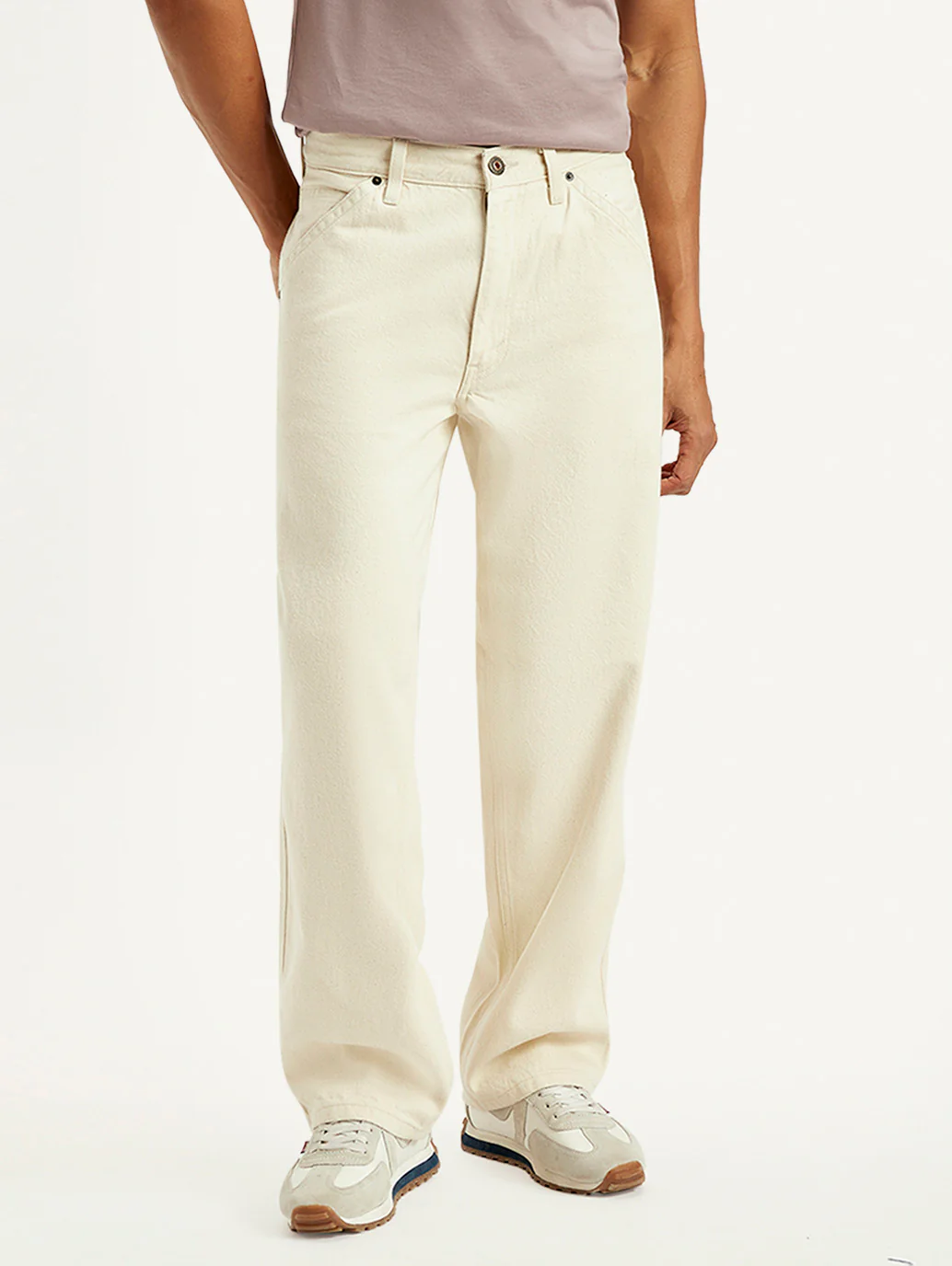 Men's 578 Cream Baggy Fit Mid Rise Carpenter Jeans - Image 6