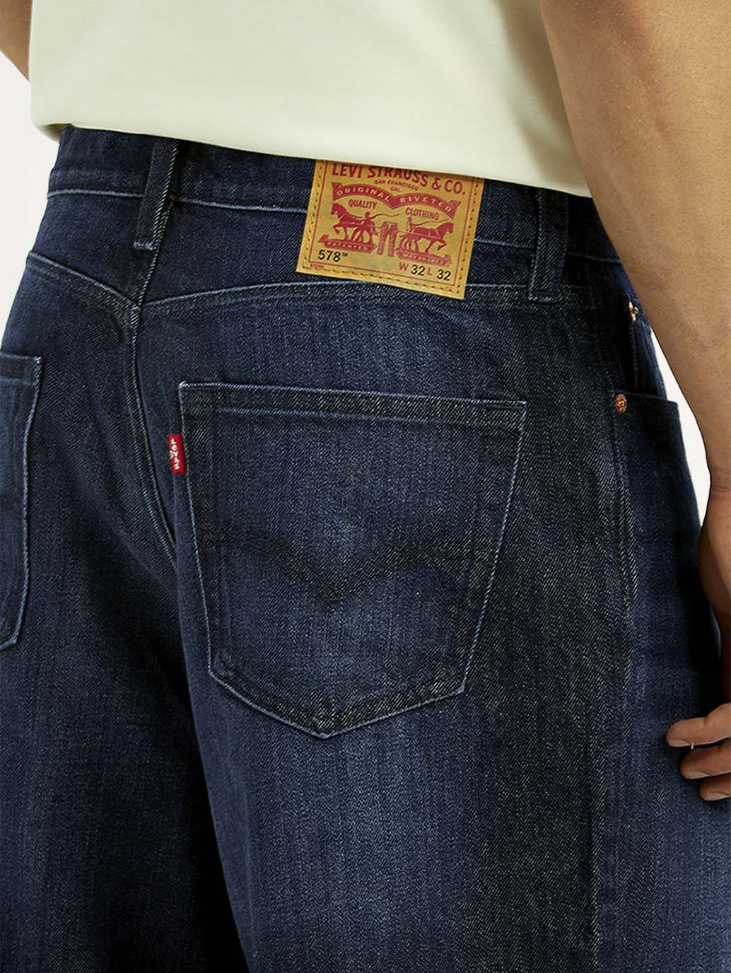 Men's 578 Dark Blue Baggy Fit Mid Rise Jeans - Image 6