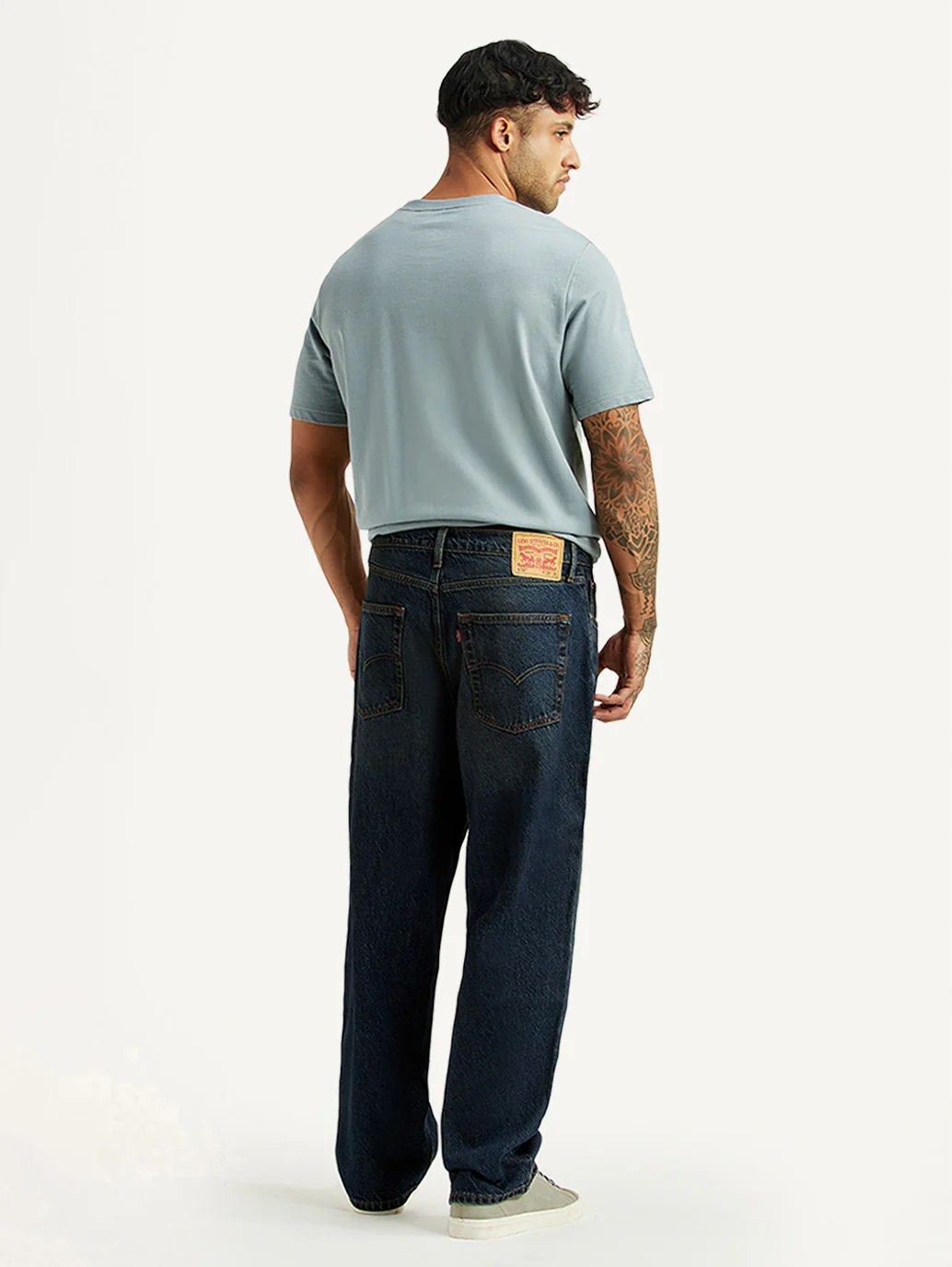 Men's Tinted 578 Dark Blue Baggy Fit Mid Rise Jeans - Image 5