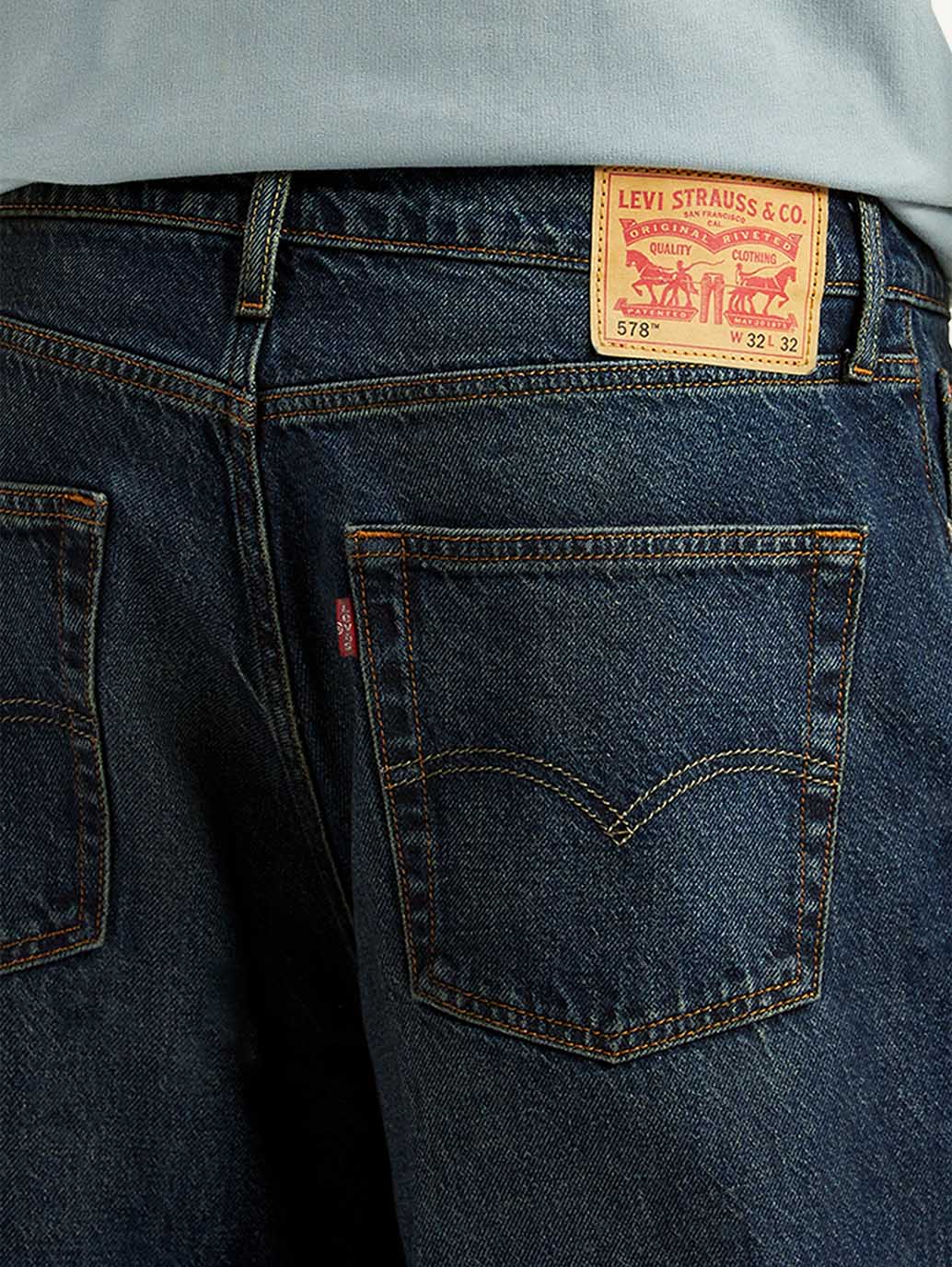 Men's Tinted 578 Dark Blue Baggy Fit Mid Rise Jeans - Image 6
