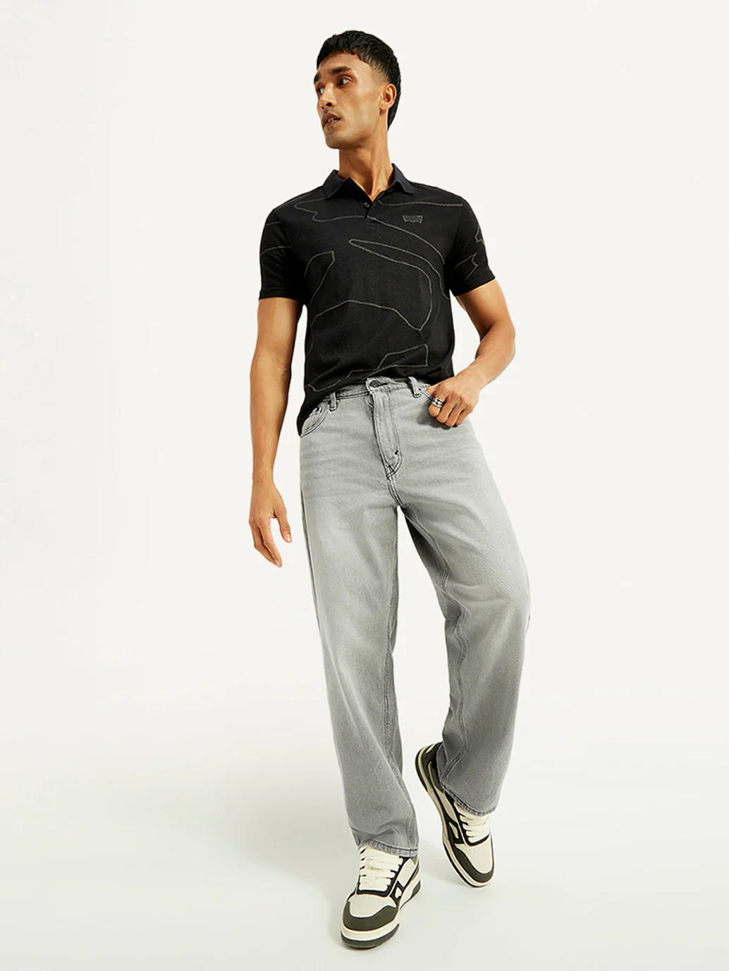 Men's 578 Light Grey Loose Fit Mid Rise Jeans