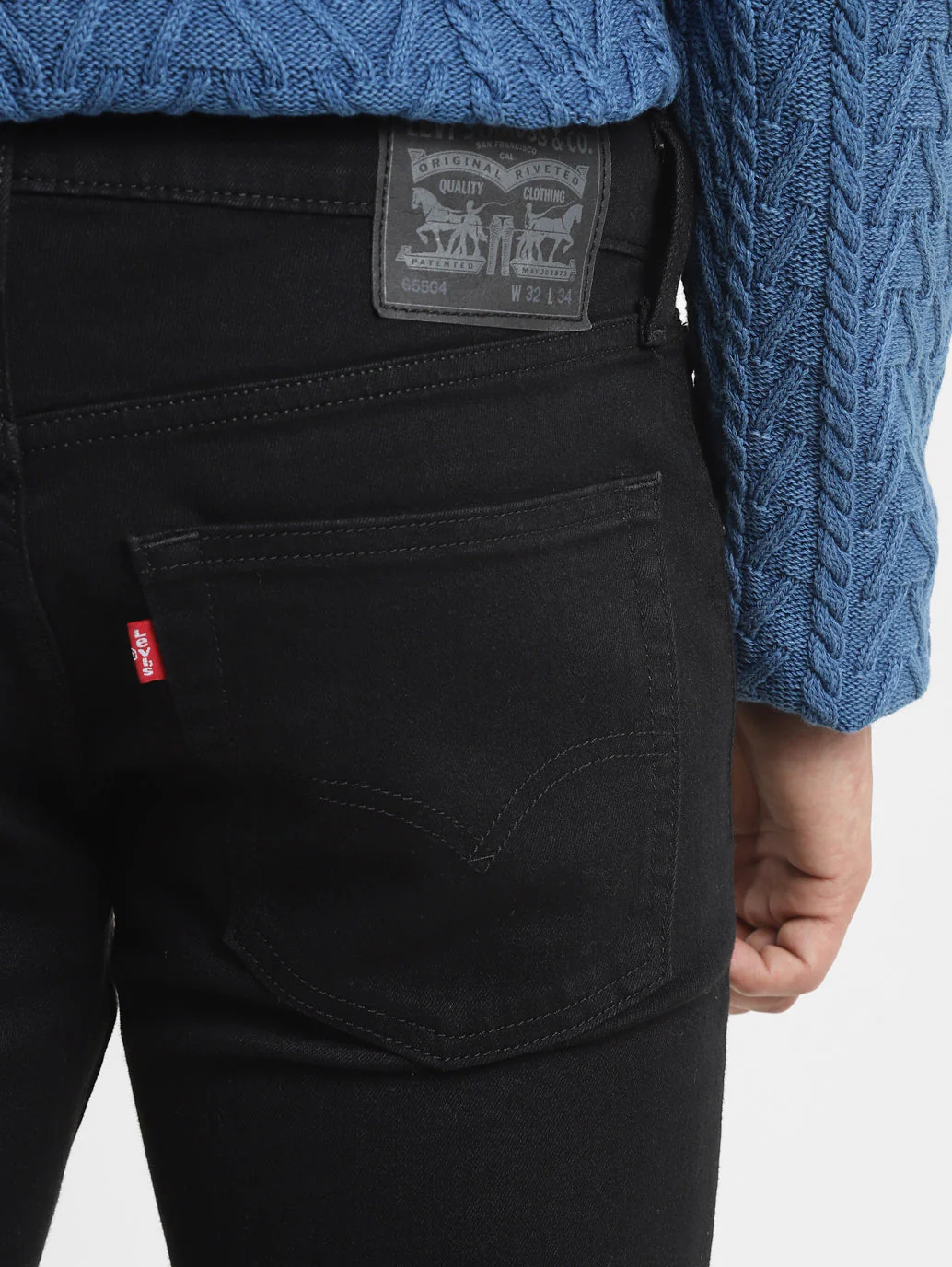 Men's 65504 Black Skinny Fit Mid Rise Jeans - Image 5