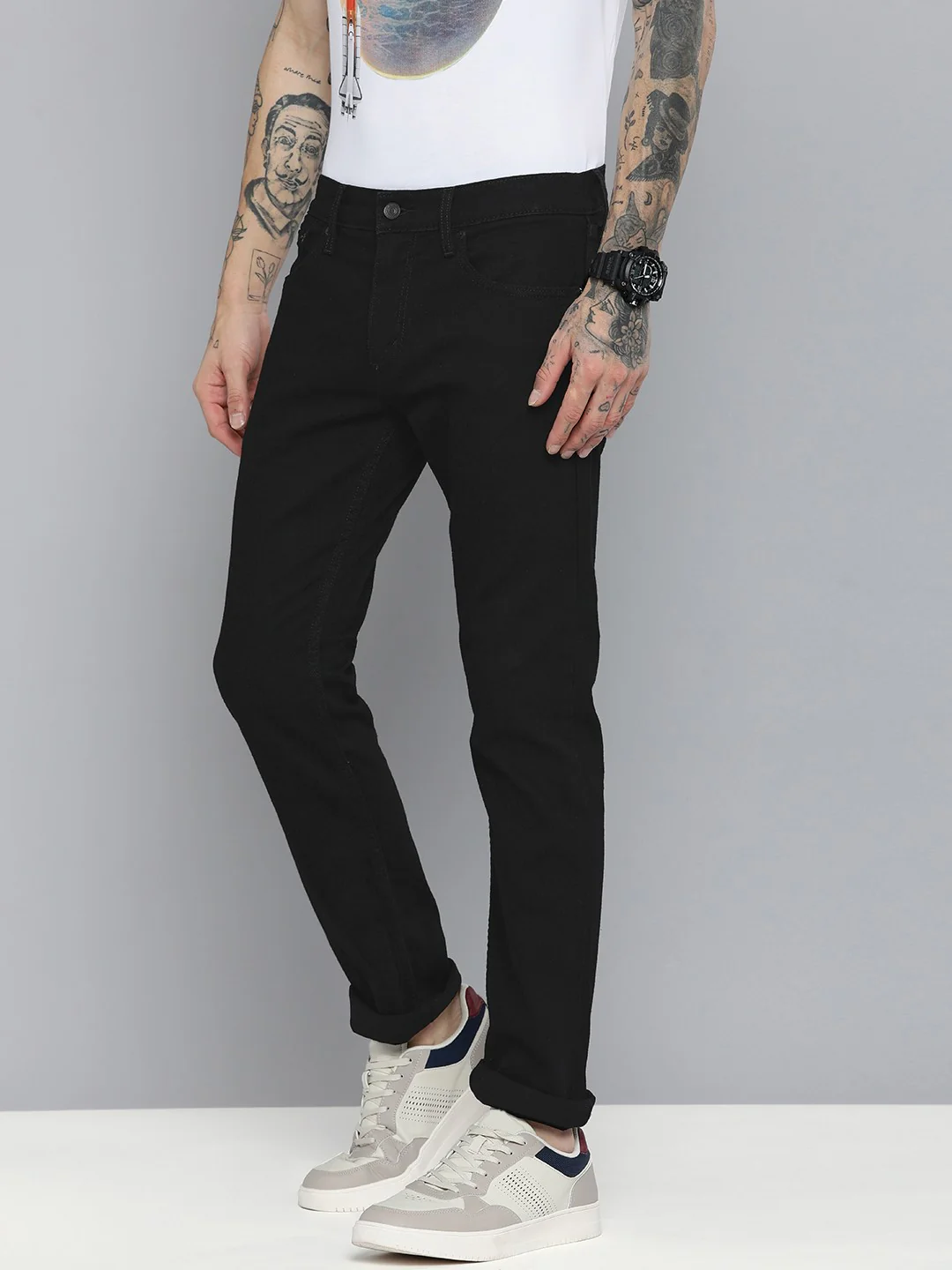 Men's 65504 Black Skinny Fit Mid Rise Jeans - Image 2