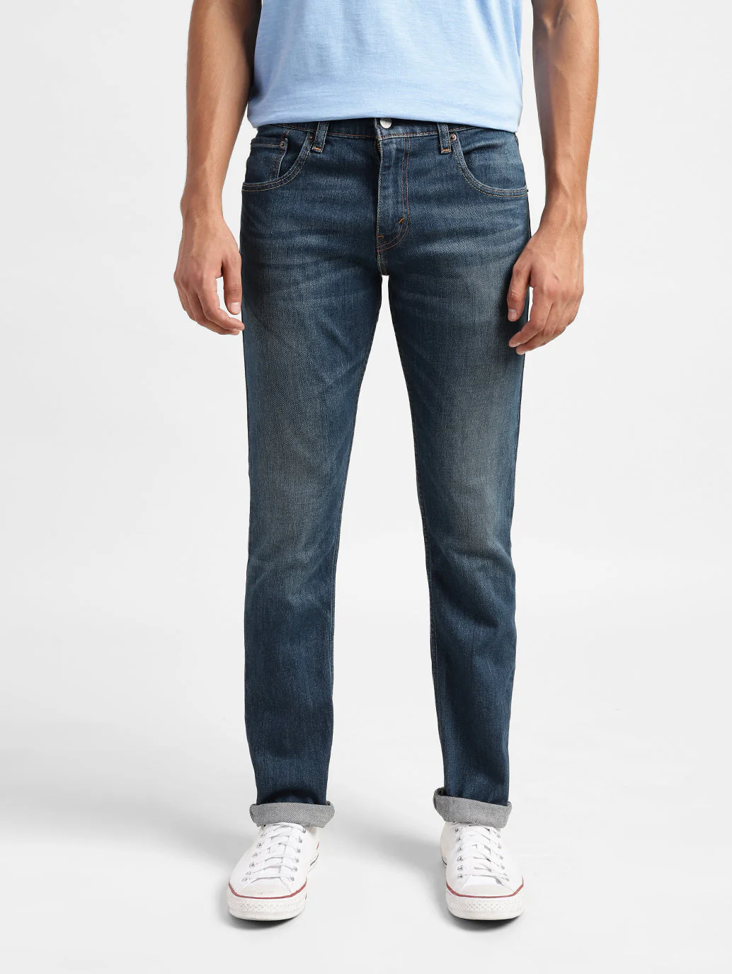 Men's 65504 Blue Skinny Fit Mid Rise Jeans - Image 2