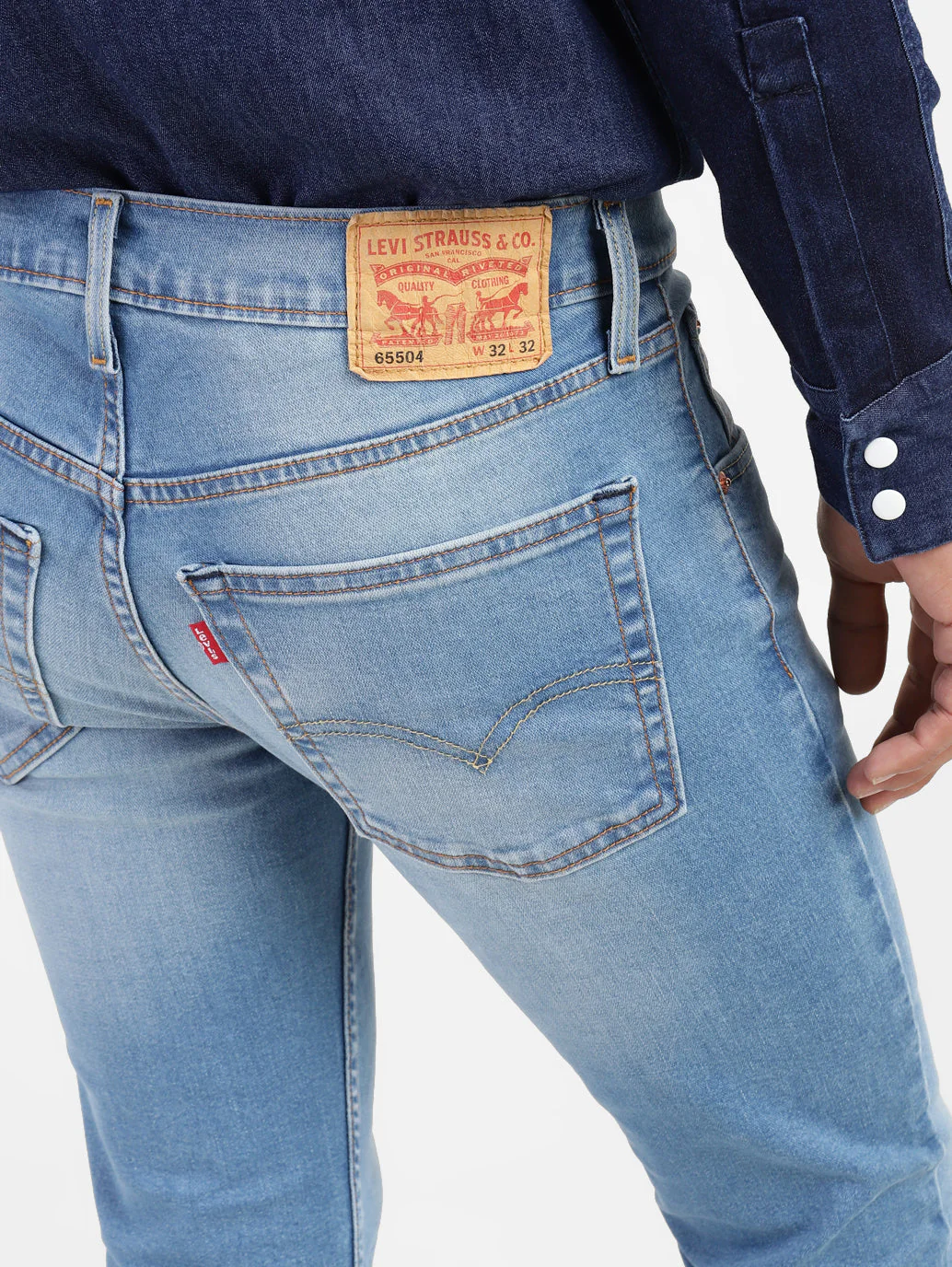 Men's 65504 Blue Skinny Fit Mid Rise Jeans - Image 5