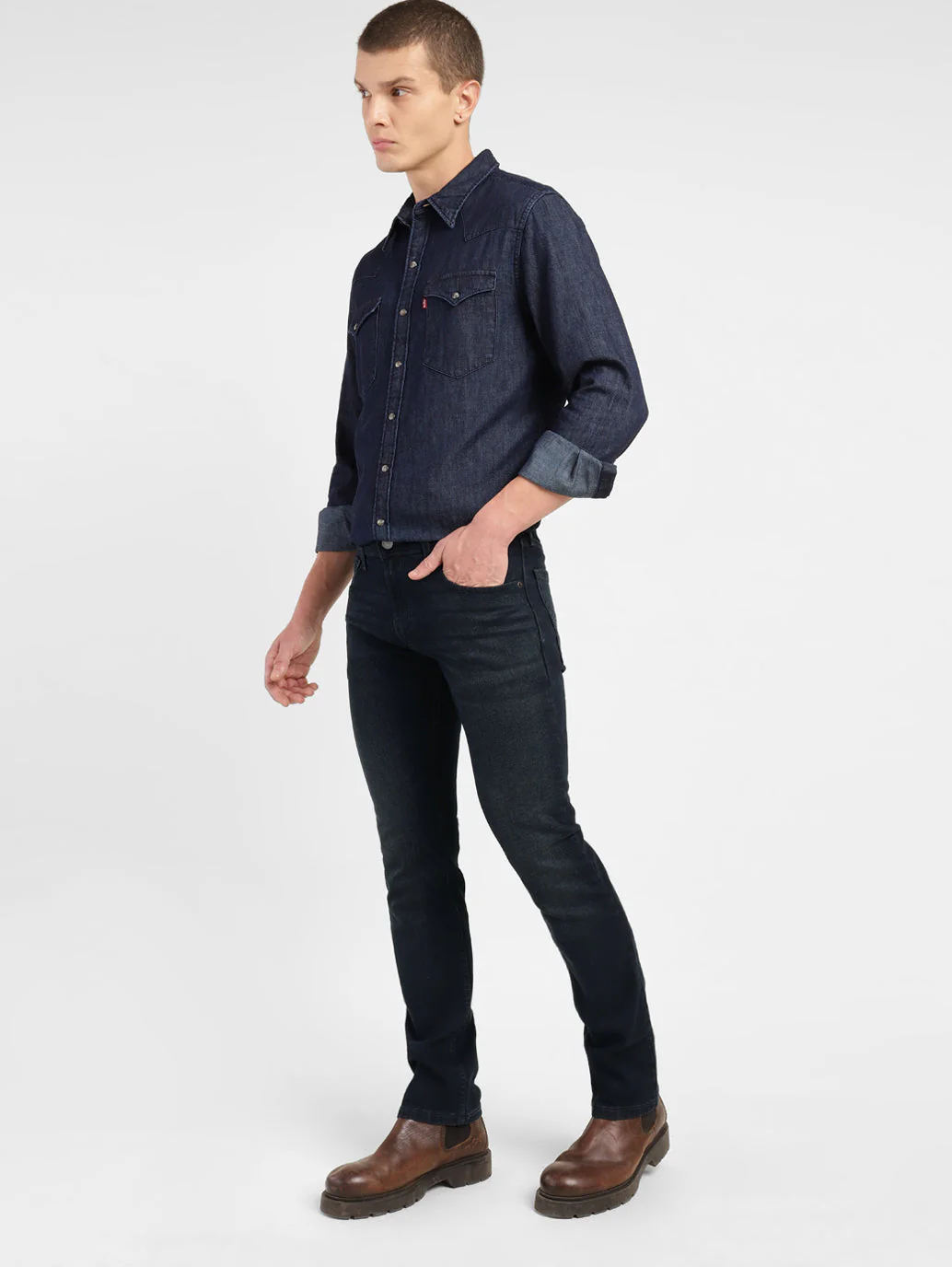 Men's 65504 Blue Skinny Fit Mid Rise Jeans - Image 2