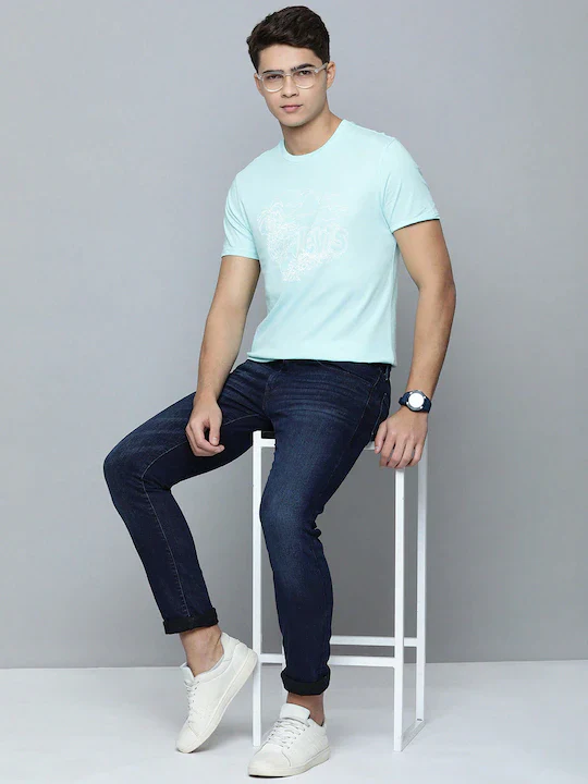 Men's Redloop 65504 Blue Skinny Fit Mid Rise Jeans - Image 4