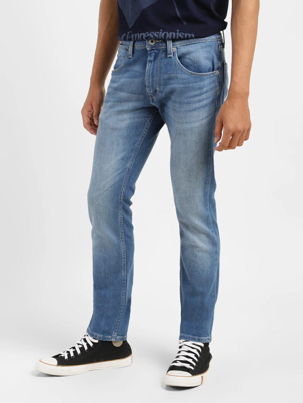Men's 65504 Blue Skinny Fit Mid Rise Jeans - Image 4