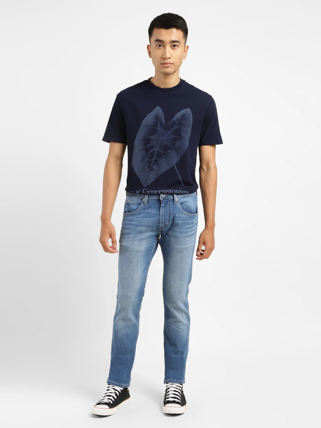 Men's 65504 Blue Skinny Fit Mid Rise Jeans - Image 5