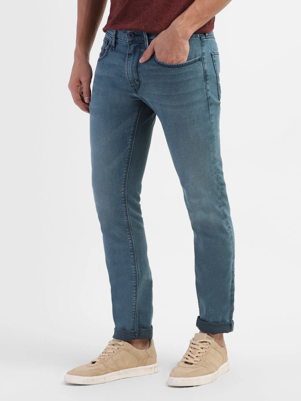 Men's 65504 Blue Skinny Fit Mid Rise Jeans - Image 4