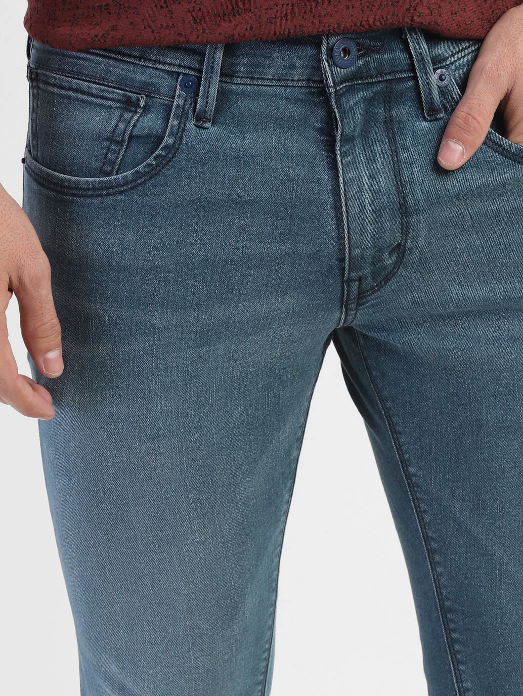 Men's 65504 Blue Skinny Fit Mid Rise Jeans - Image 6
