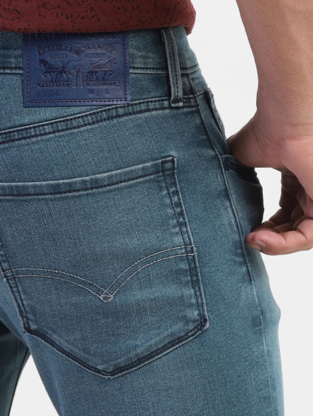 Men's 65504 Blue Skinny Fit Mid Rise Jeans - Image 7
