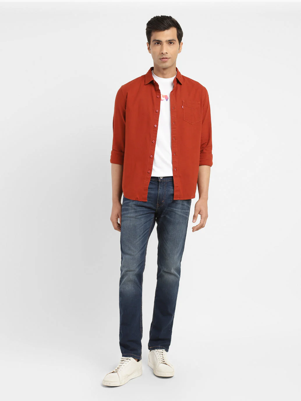 Men's 65504 Blue Skinny Fit Mid Rise Jeans - Image 5