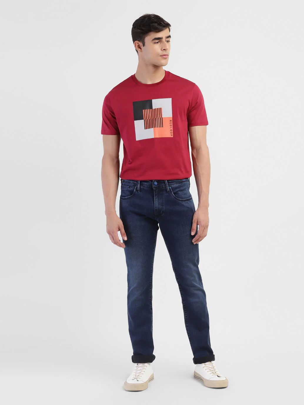 Men's Redloop 65504 Blue Skinny Fit Mid Rise Jeans - Image 5