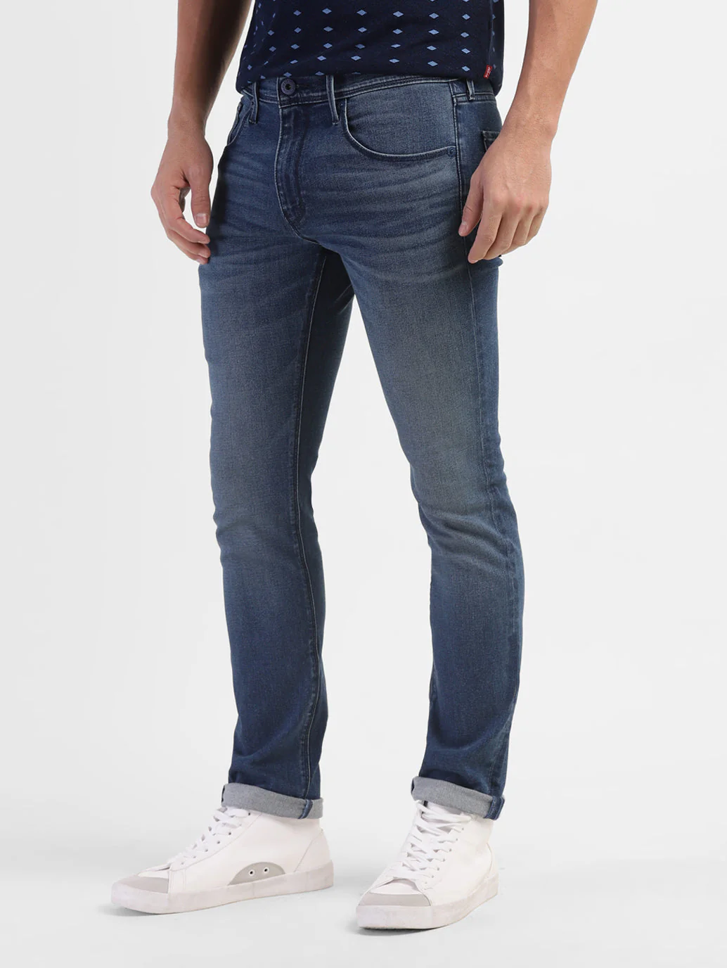 Men's 65504 Blue Skinny Fit Mid Rise Jeans - Image 4