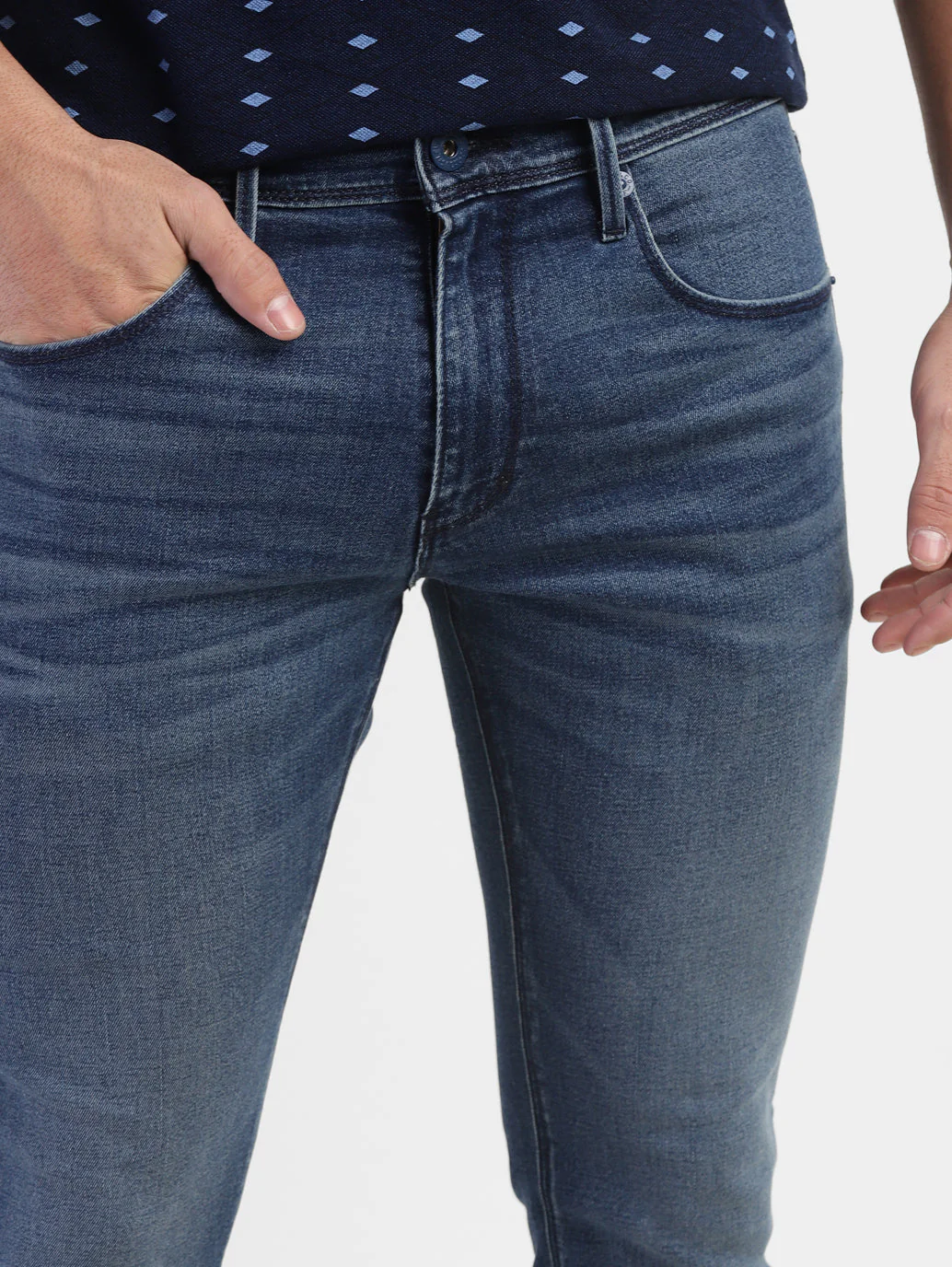 Men's 65504 Blue Skinny Fit Mid Rise Jeans - Image 6