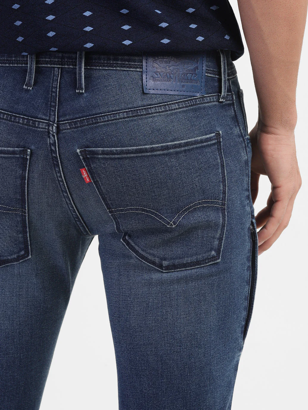 Men's 65504 Blue Skinny Fit Mid Rise Jeans - Image 7