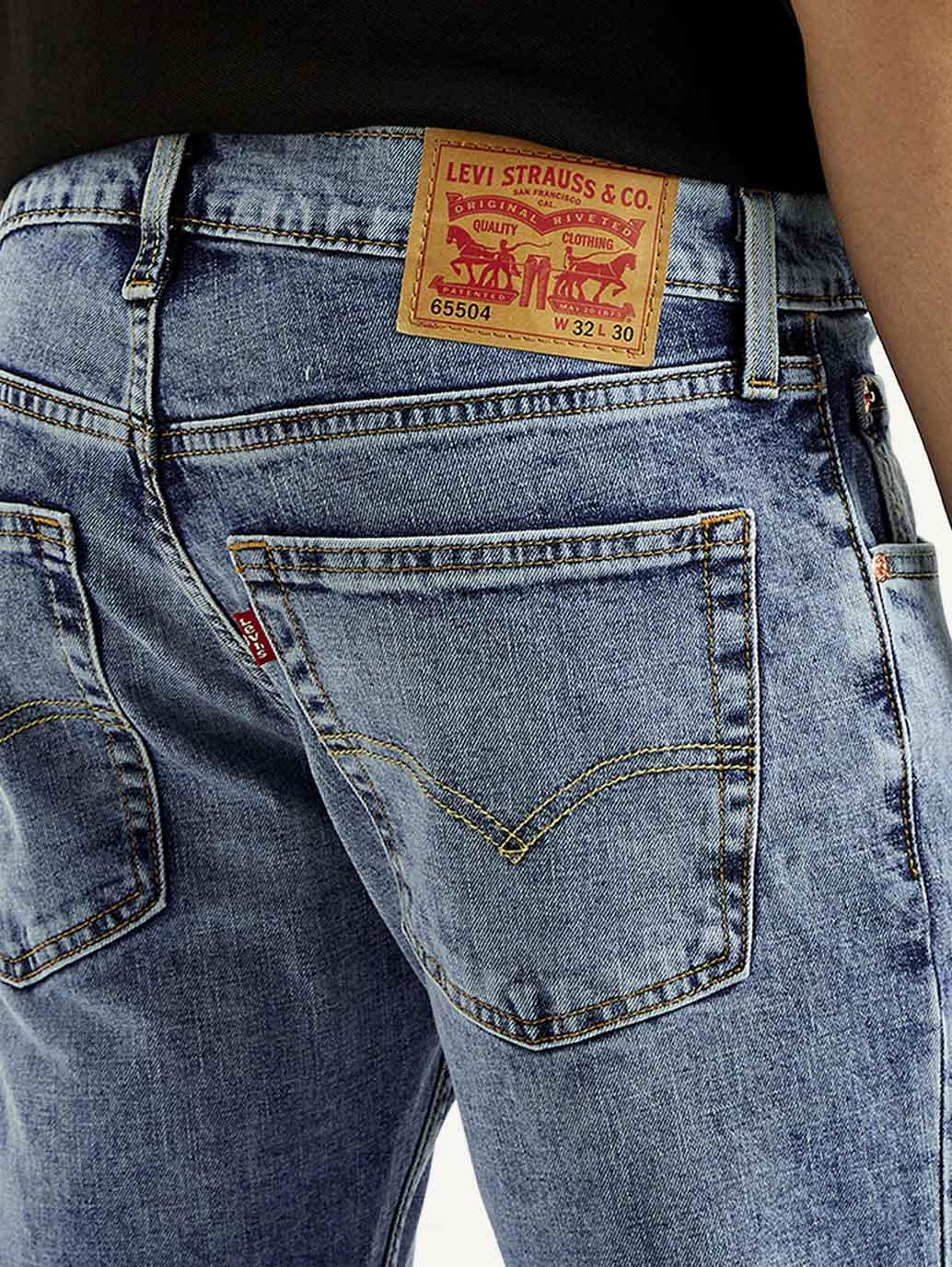 Men's 65504 Light Blue Skinny Fit Mid Rise Jeans - Image 4