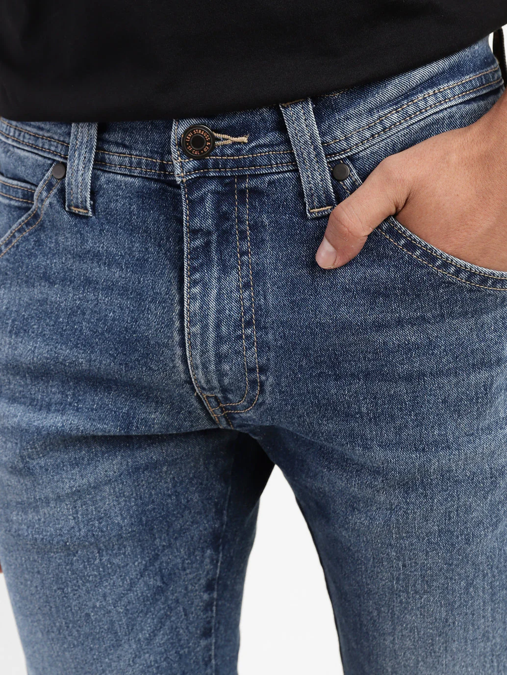 Men's 65504 Blue Skinny Fit Mid Rise Jeans - Image 5